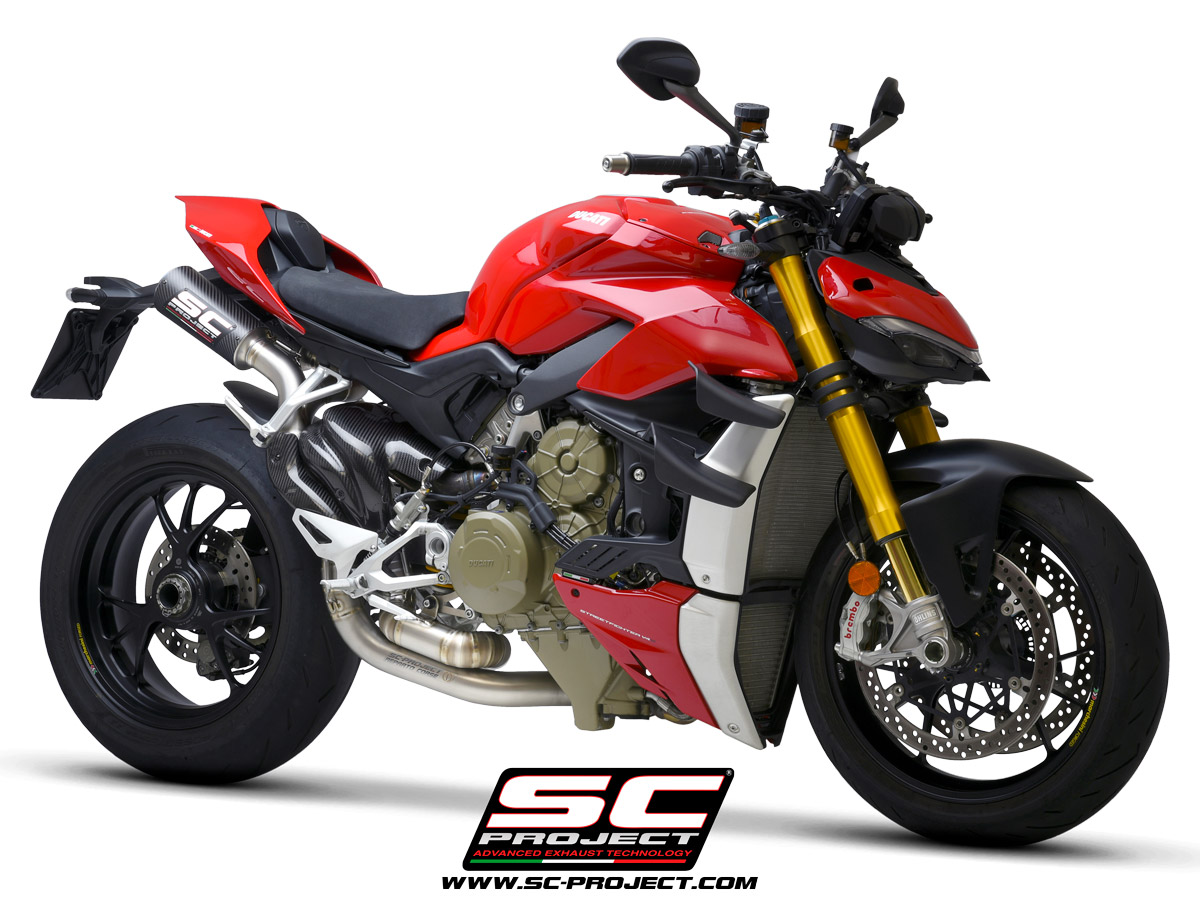 DUCATI STREETFIGHTER V4 (2020) Semi-complete 2-1-2 titanium system, with double CR-T M2 mufflers carbon fibre
