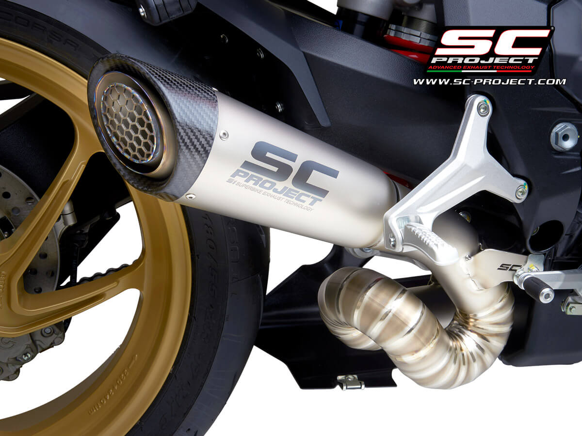 MV AGUSTA Superveloce 800 (2019-2021) S1 Muffler, Titanium, with s-shaped connection with welded sector curves
