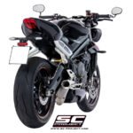 TRIUMPH STREET TRIPLE 765 S - R - RS (2020) CR-T Muffler, Titanium, with s-shaped connection with welded sector curves