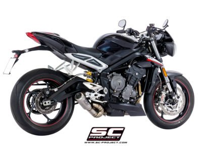 TRIUMPH STREET TRIPLE 765 S - R - RS (2020) CR-T Muffler Titanium with s-shaped connection with welded sector curves