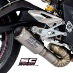 TRIUMPH STREET TRIPLE 765 S - R - RS (2020) CR-T Muffler, Titanium, with s-shaped connection with welded sector curves