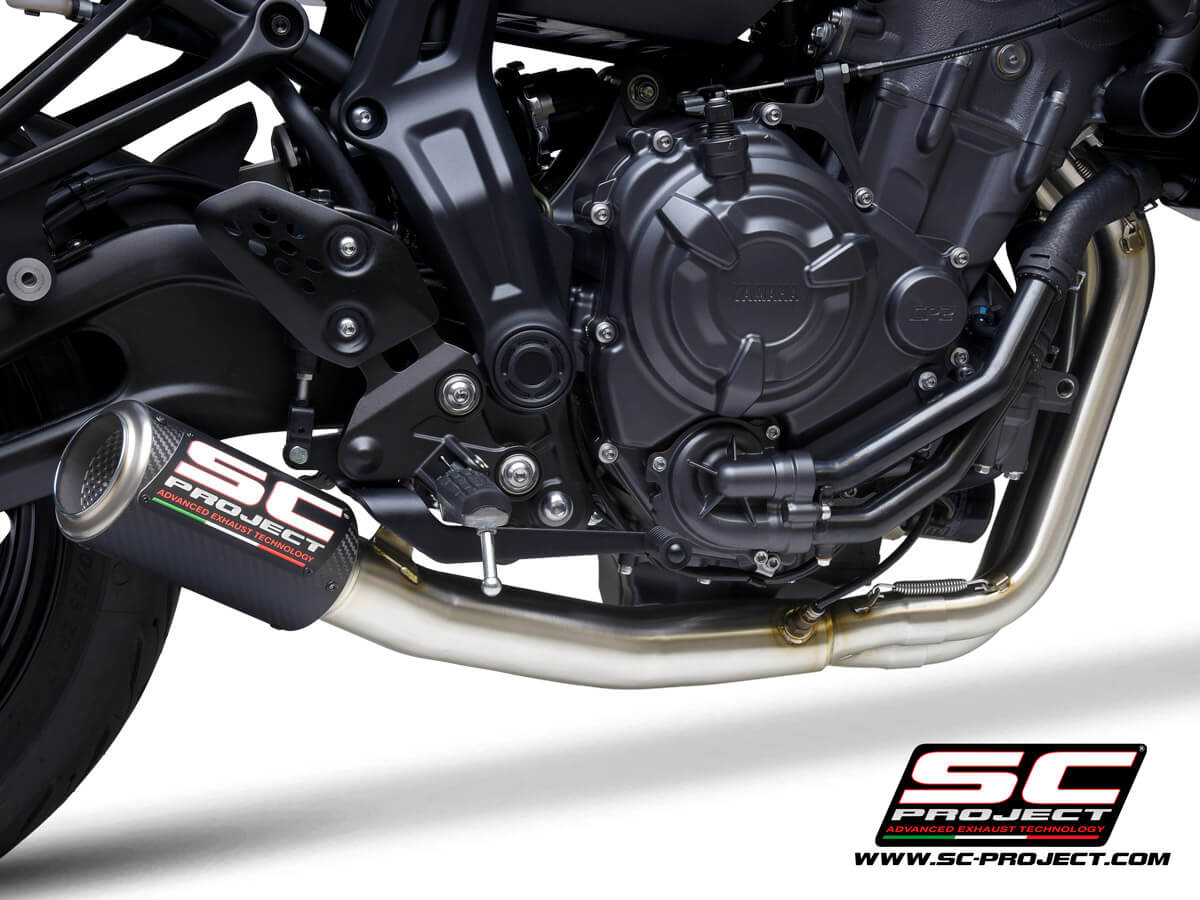 YAMAHA MT-07 (2021) Full 2-1 stainless steel exhaust system, with CR-T carbon muffler - RACING