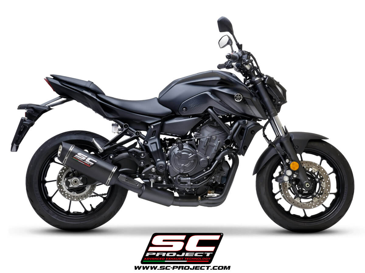 YAMAHA MT-07 (2021) Full 2-1 stainless steel exhaust system, matte black painted, with SC1-S carbon muffler - EURO 5