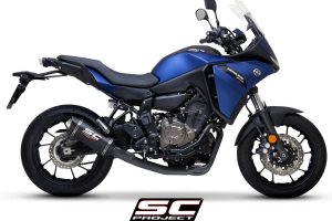 AMAHA TRACER 700 (2020) - TRACER 7 (2021) - GT - EURO 5 Full 2-1 stainless steel exhaust system, matte black painted, with SC1-S carbon muffler - RACING
