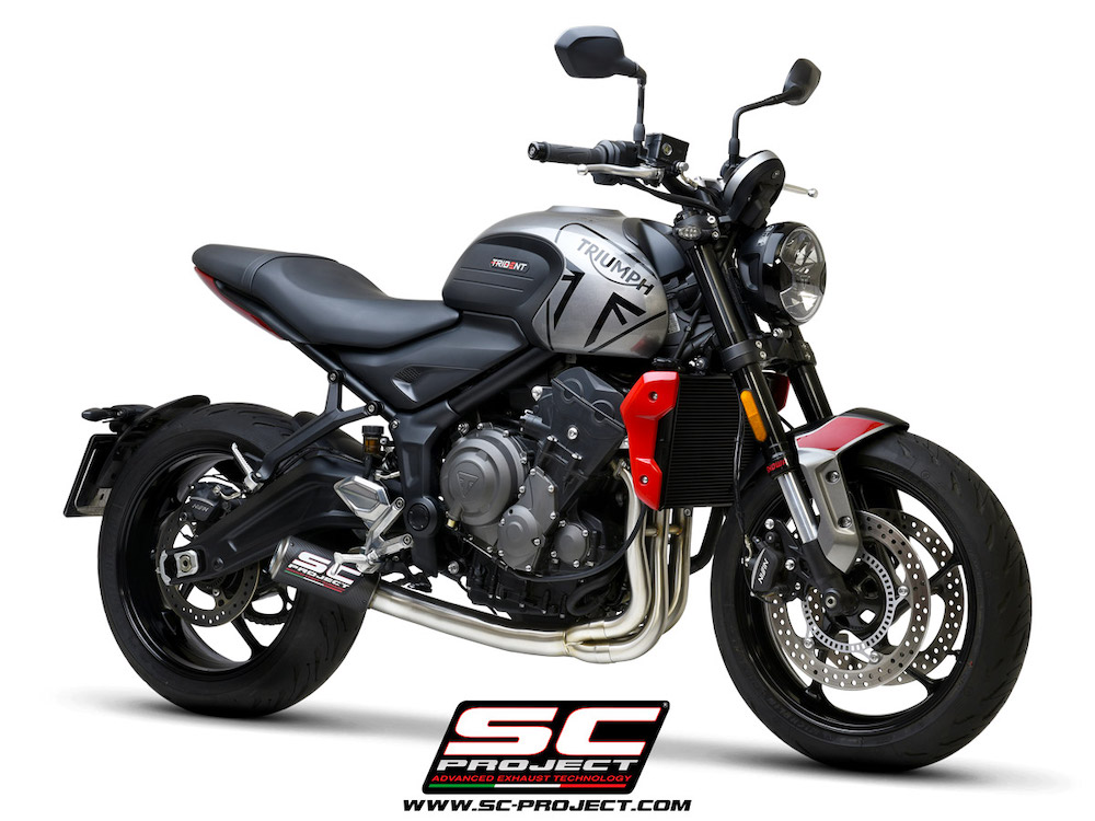 TRIUMPH TRIDENT 660 (2021 - 2022) CR-T muffler, with full 3-1 exhaust system Stainless Steel Aisi 304 - Racing