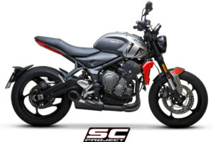 TRIUMPH TRIDENT 660 (2021 - 2022) STR-1 muffler, with full 3-1 exhaust system Stainless Steel Aisi 304, matt black painted - Euro 5
