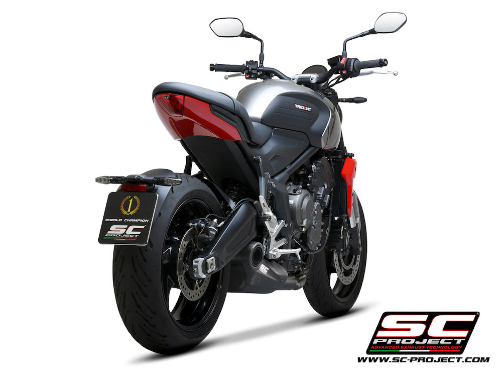 TRIUMPH TRIDENT 660 (2021 - 2022) STR-1 muffler, with full 3-1 exhaust system Stainless Steel Aisi 304, matt black painted - Euro 5