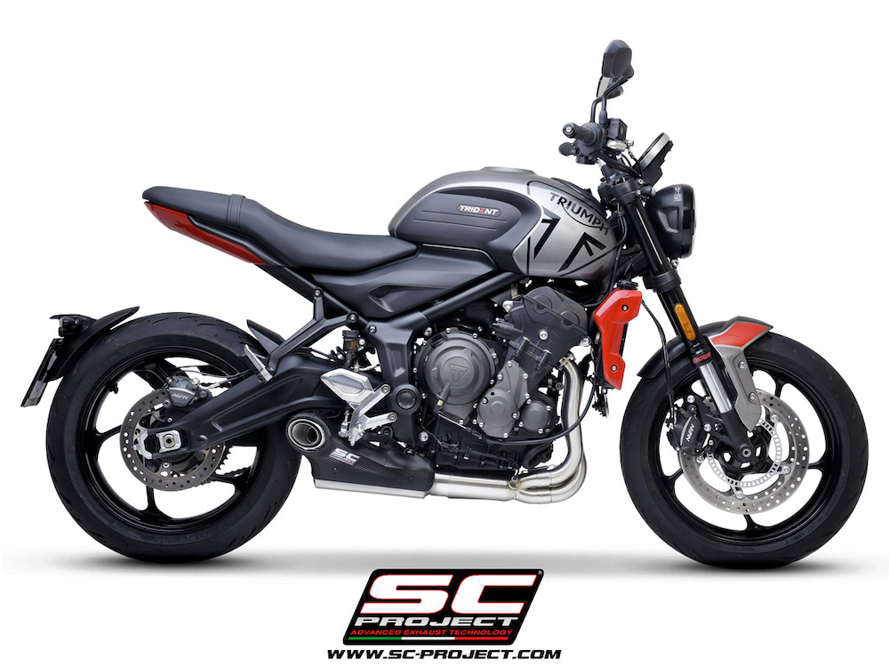 TRIUMPH TRIDENT 660 (2021-2022) STR-1 muffler, with full 3-1 exhaust system Stainless Steel Aisi 304 - Euro 5