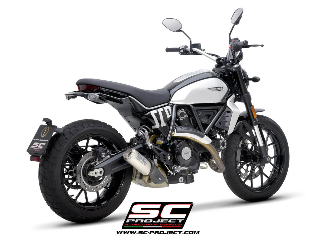 DUCATI SCRAMBLER 800 (2025-2026) CR-T titanium exhaust, with stoneguard grid