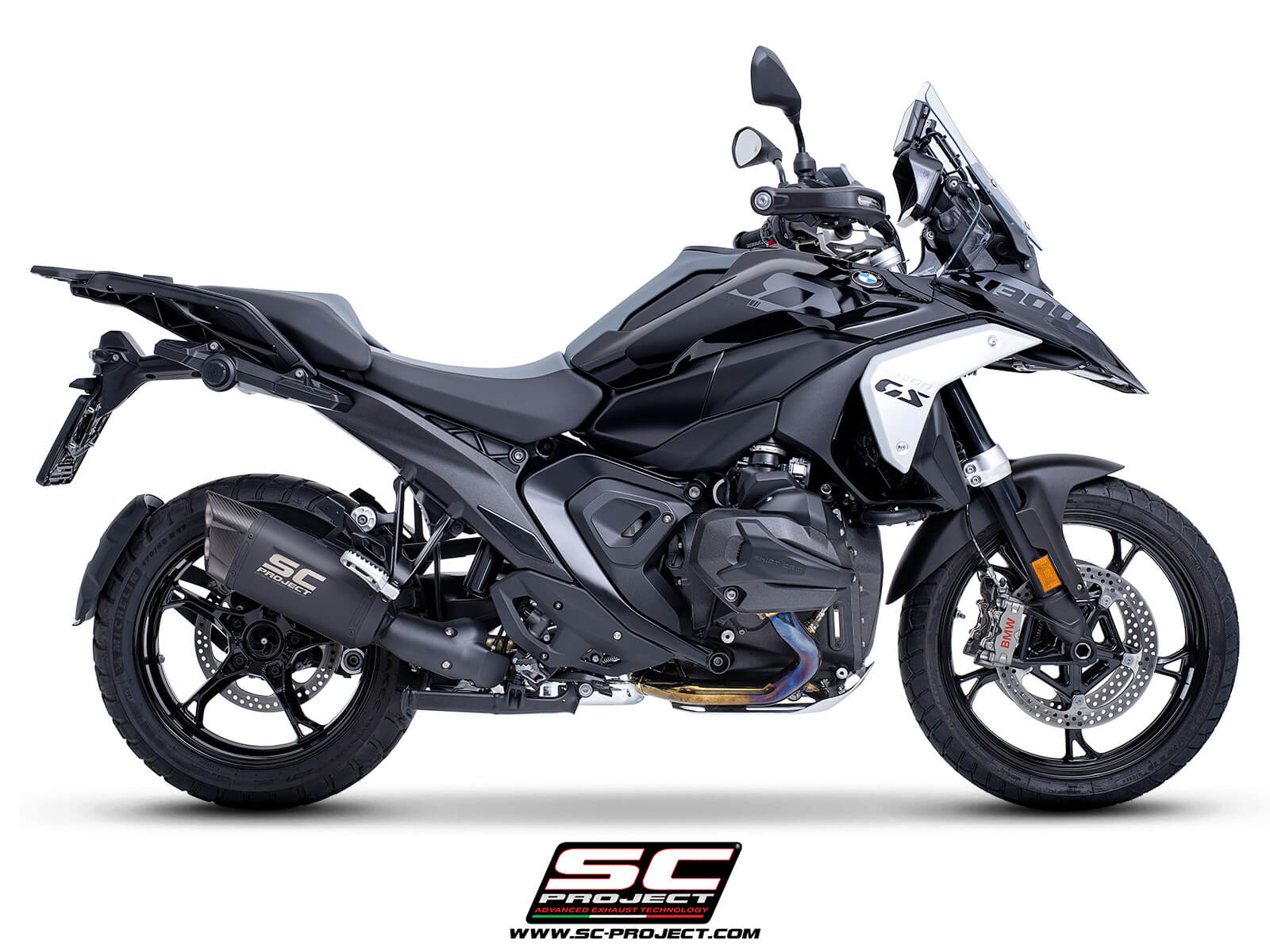 BMW R 1300 GS (2023-2026) Adventure-R titanium exhaust, matt black, compatible with original side-cases