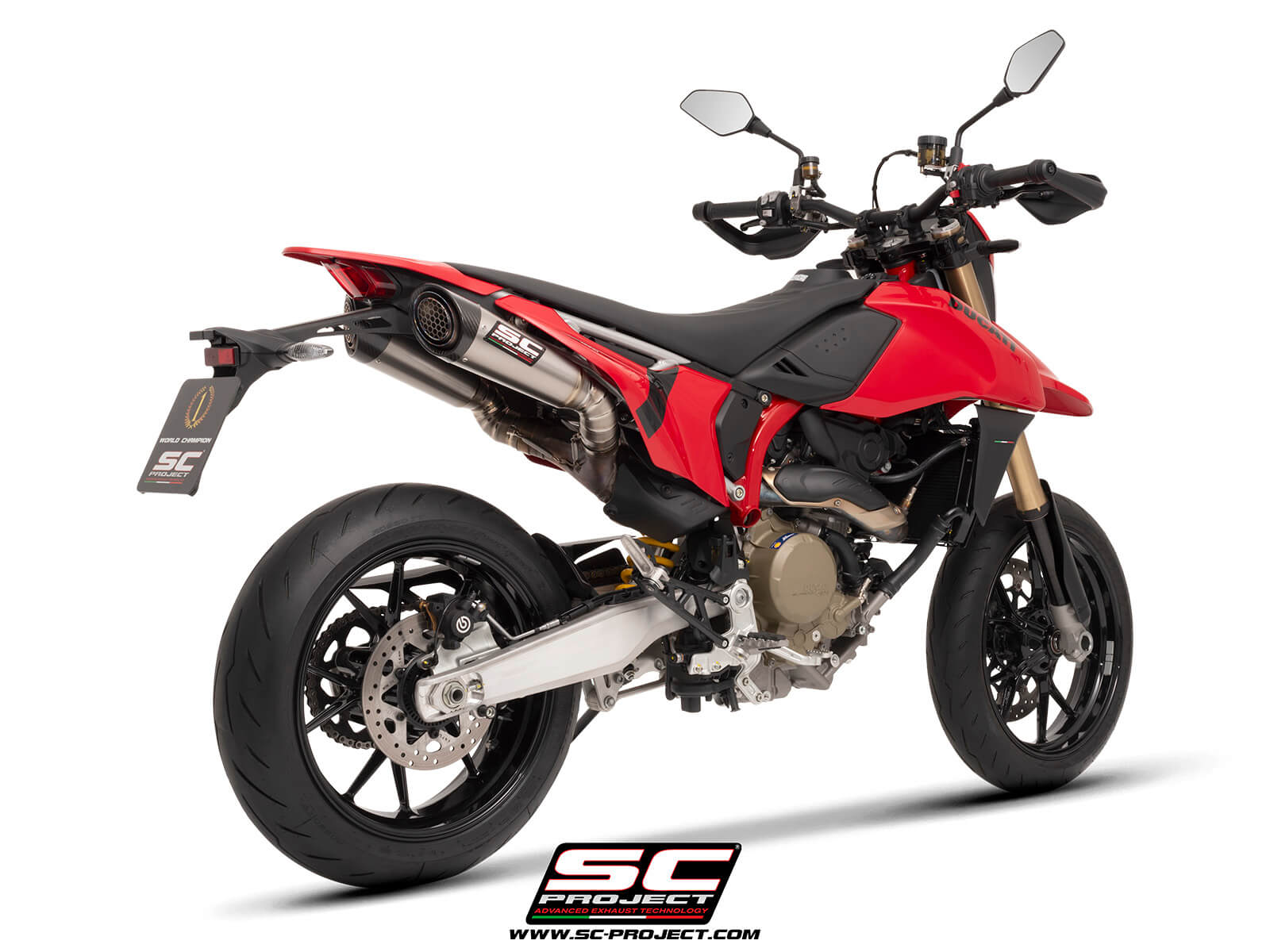 DUCATI HYPERMOTARD 698 MONO - RVE (2024-2026) Dual undertail S1 titanium exhaust, with stoneguard grid