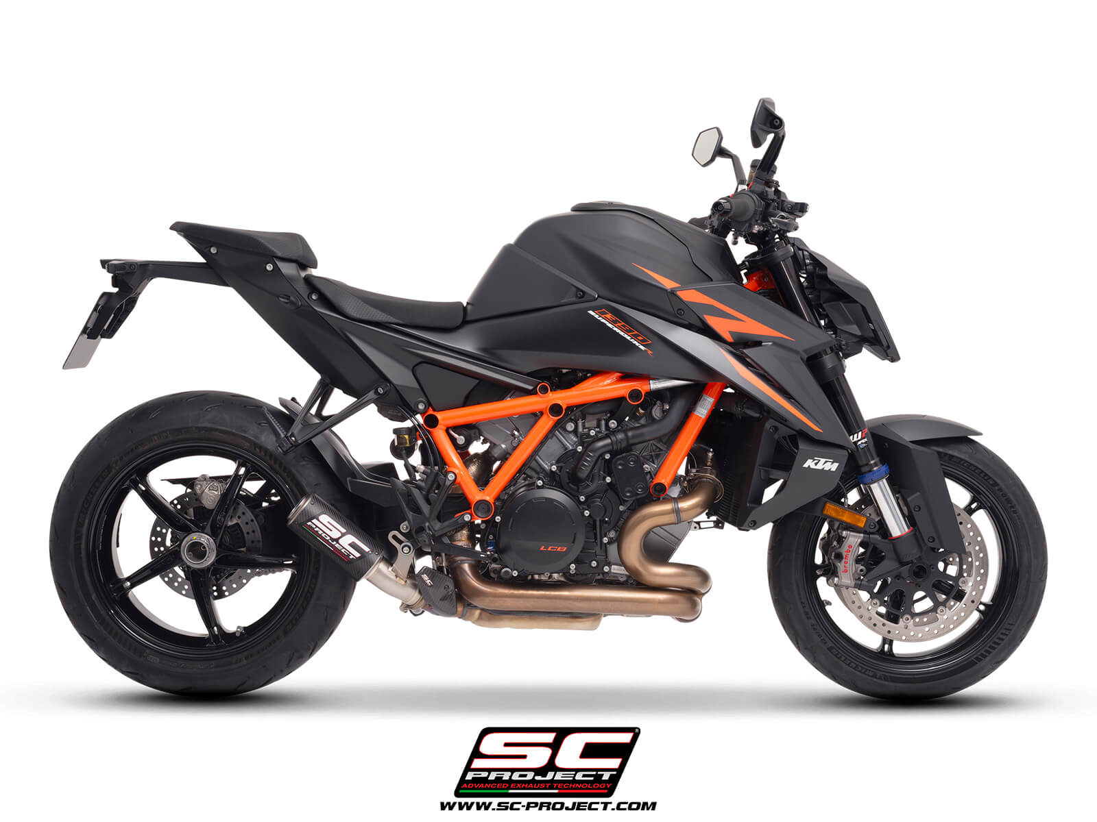 KTM 1390 SUPER DUKE R (2024) CR-T carbon exhaust, with stoneguard grid