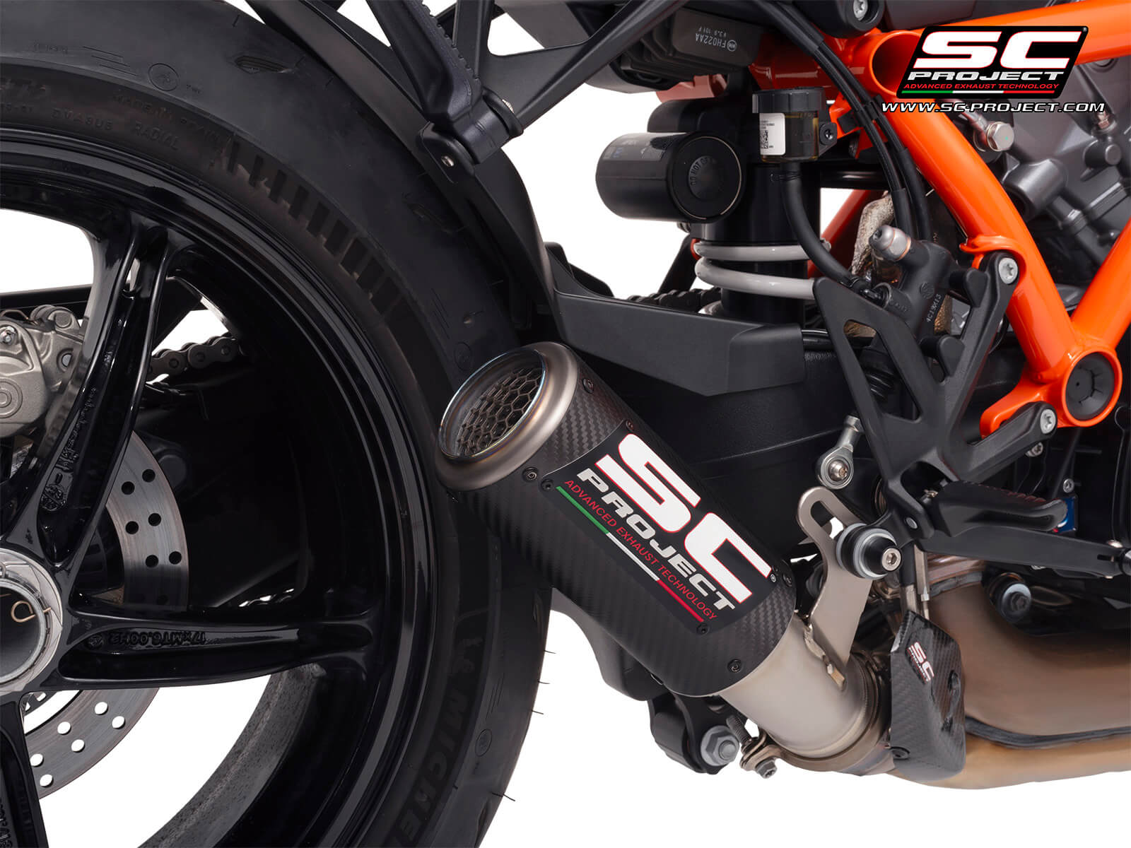 KTM 1390 SUPER DUKE R (2024) CR-T carbon exhaust, with stoneguard grid