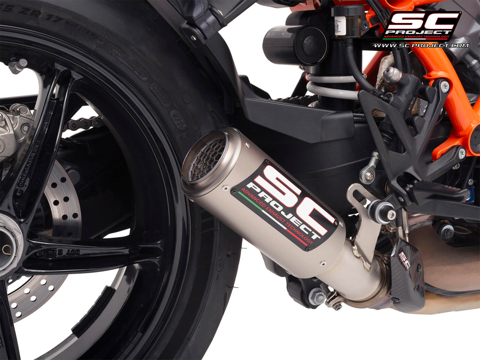 KTM 1390 SUPER DUKE R (2024) CR-T titanium exhaust, with stoneguard grid