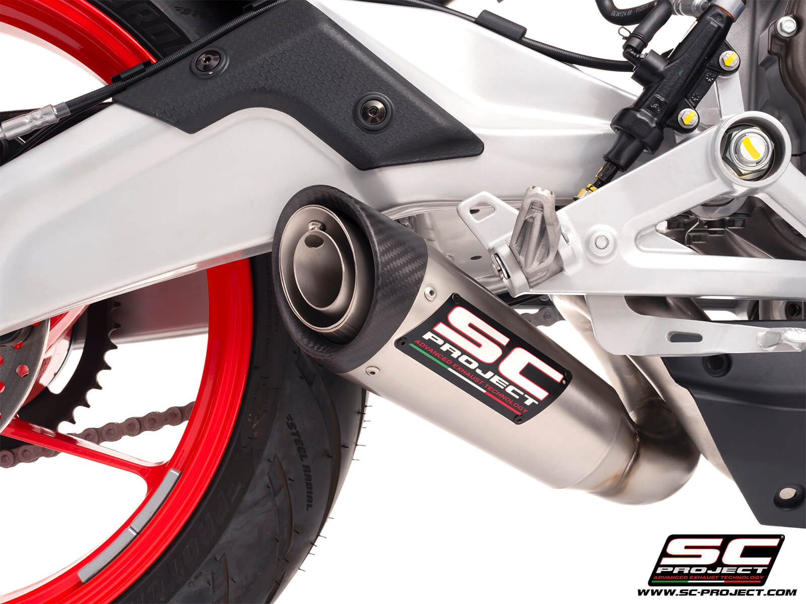 APRILIA RS 457 (2024) 2-1 Stainless steel full exhaust system, with S1 stainless steel exhaust