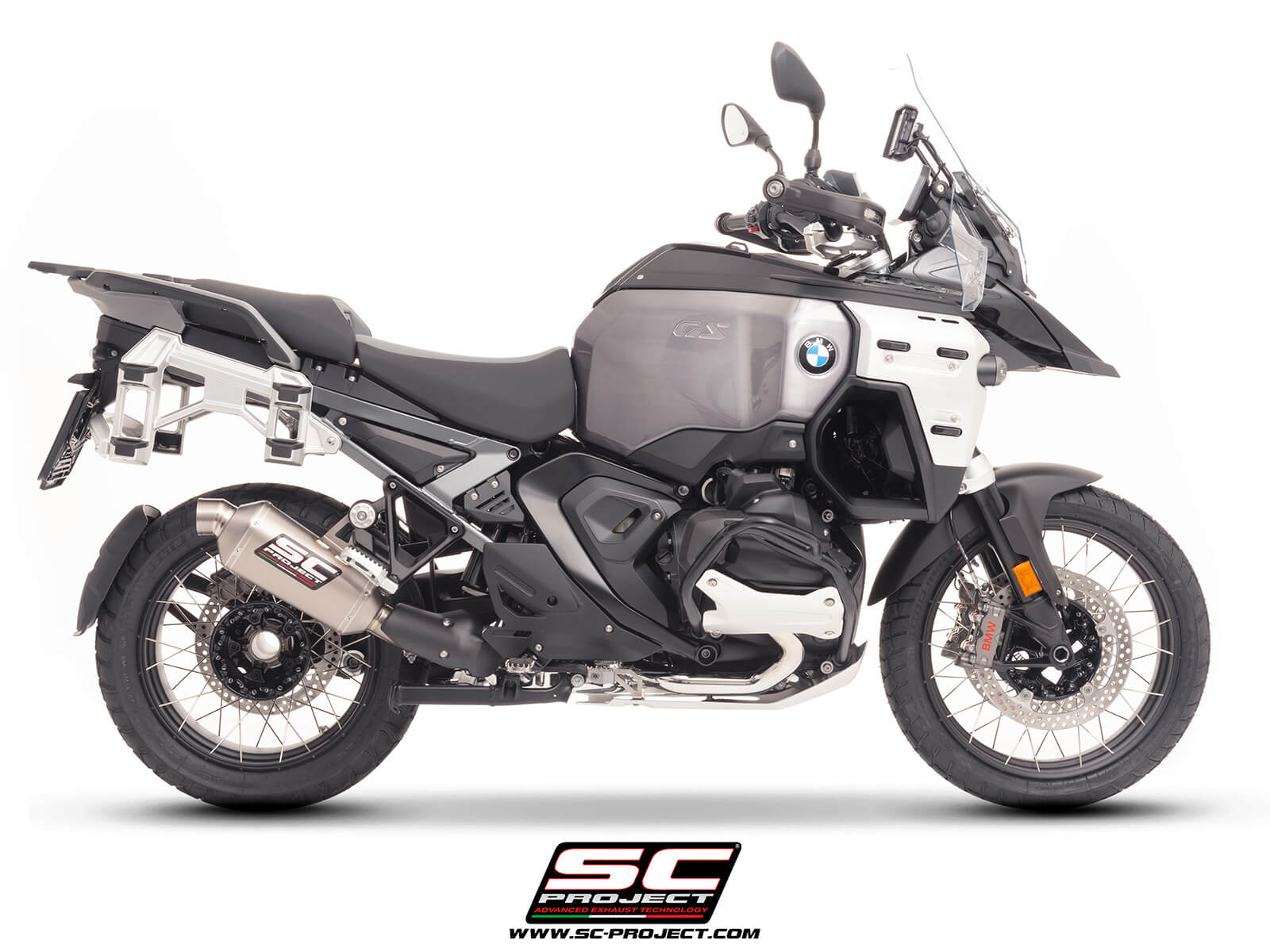 R 1300 GS ADVENTURE (2025) Rally-X titanium exhaust, compatible with original side-cases