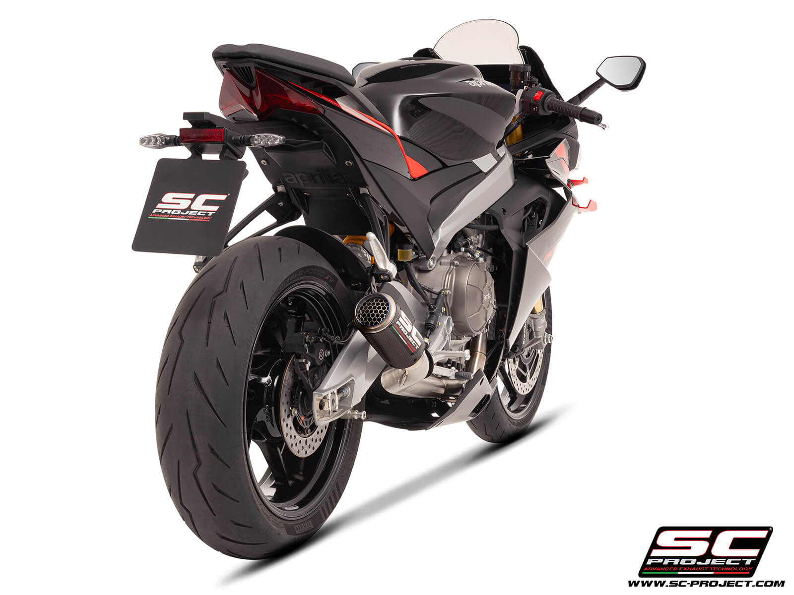 APRILIA RS 660 (2025) 2-1 Stainless steel full exhaust system, with CR-T carbon exhaust with stoneguard grid