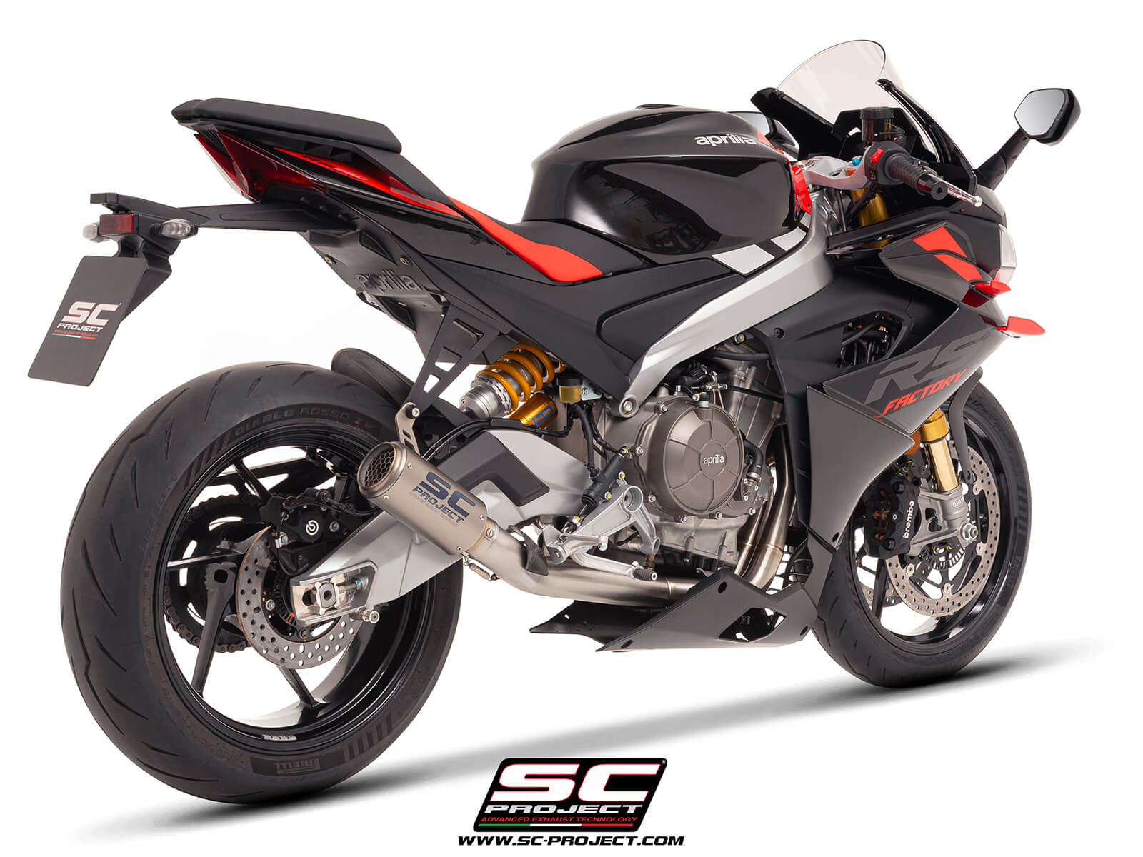 APRILIA RS 660 (2025) 2-1 Stainless steel full exhaust system, with CR-T titanium exhaust with stoneguard grid