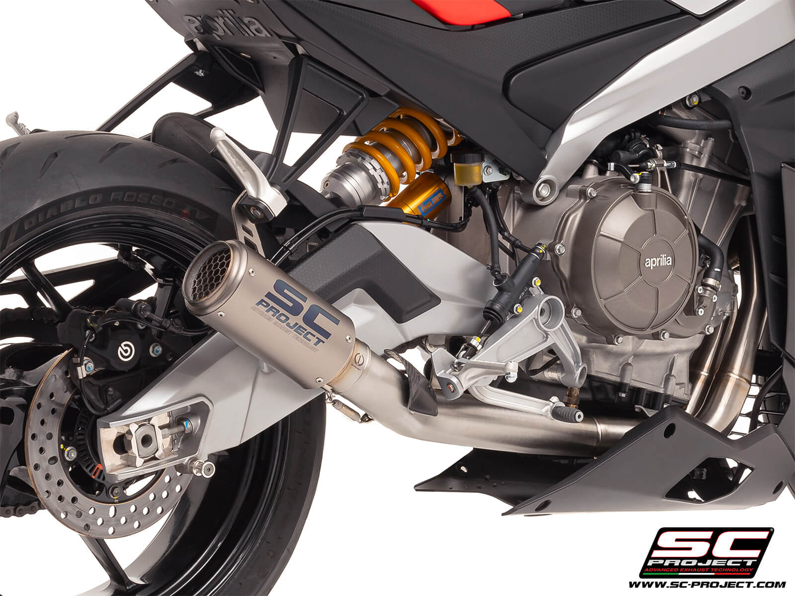 APRILIA RS 660 (2025) 2-1 Stainless steel full exhaust system, with CR-T titanium exhaust with stoneguard grid