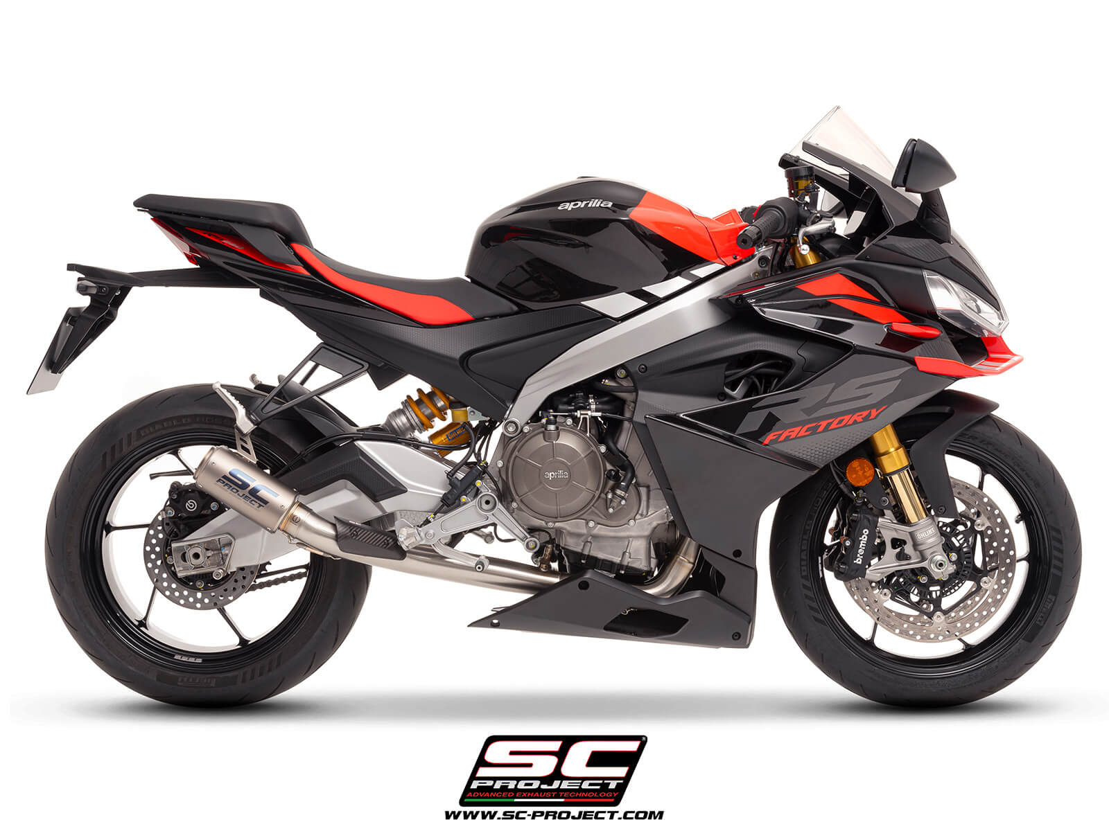 APRILIA RS 660 (2025) 2-1 Stainless steel full exhaust system, with CR-T titanium exhaust with stoneguard grid