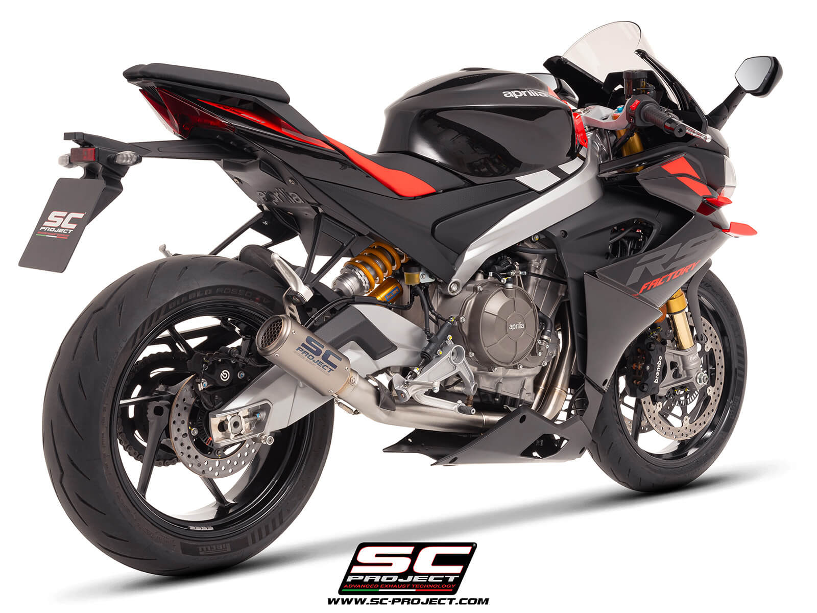 APRILIA RS 660 (2025) 2-1 Stainless steel full exhaust system, with CR-T titanium exhaust with stoneguard grid