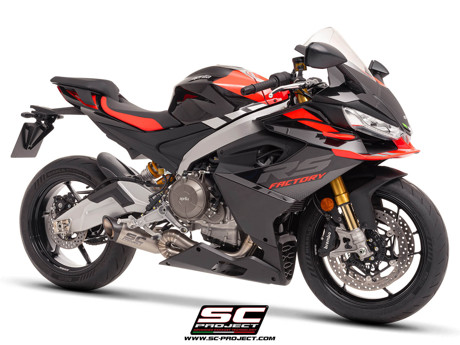 APRILIA RS 660 (2025) 2-1 Titanium full exhaust system, with S1 titanium exhaust, with welded sector link pipe