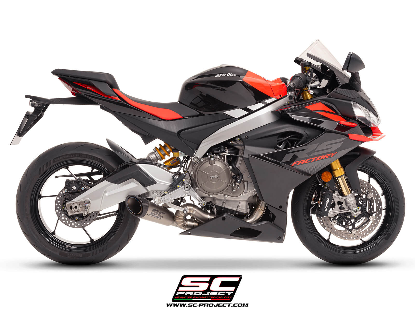 APRILIA RS 660 (2025) 2-1 Titanium full exhaust system, with S1 titanium exhaust, with welded sector link pipe