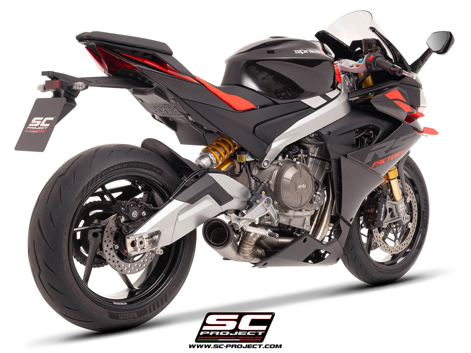 APRILIA RS 660 (2025) 2-1 Titanium full exhaust system, with S1 titanium exhaust, with welded sector link pipe