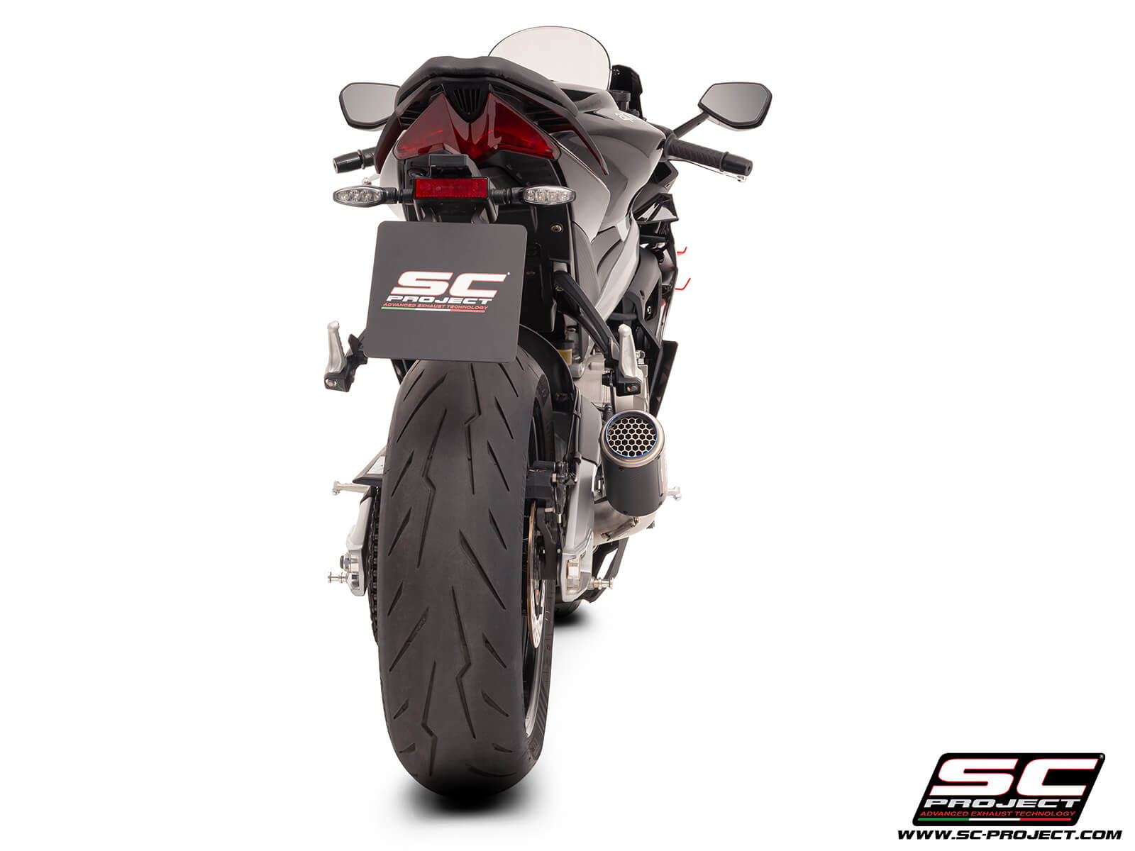 APRILIA TUONO 660 (2025) 2-1 Stainless steel full exhaust system, with CR-T carbon exhaust with stoneguard grid