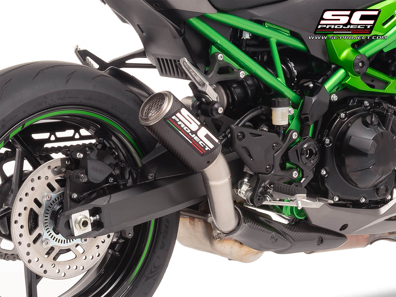 KAWASAKI Z900 (2025) CR-T carbon exhaust, with stoneguard grid