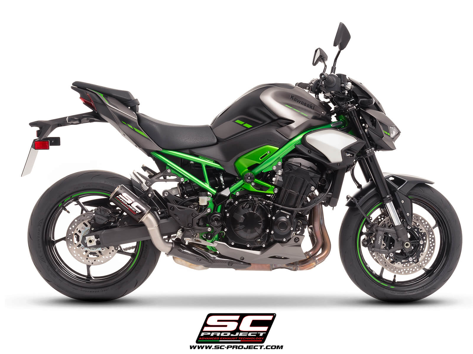 KAWASAKI Z900 (2025) CR-T carbon exhaust, with stoneguard grid