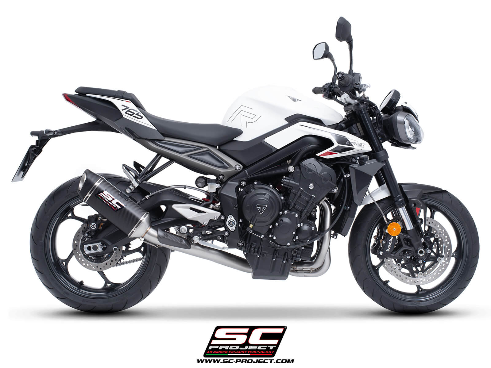 Triumph STREET TRIPLE 765 R - RS (2024 - 2025) - EURO 5+ 3-1 Stainless steel full exhaust system, with SC1-S carbon exhaust