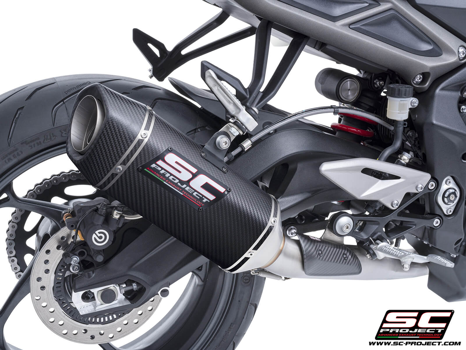 Triumph STREET TRIPLE 765 R - RS (2024 - 2025) - EURO 5+ 3-1 Stainless steel full exhaust system, with SC1-S carbon exhaust