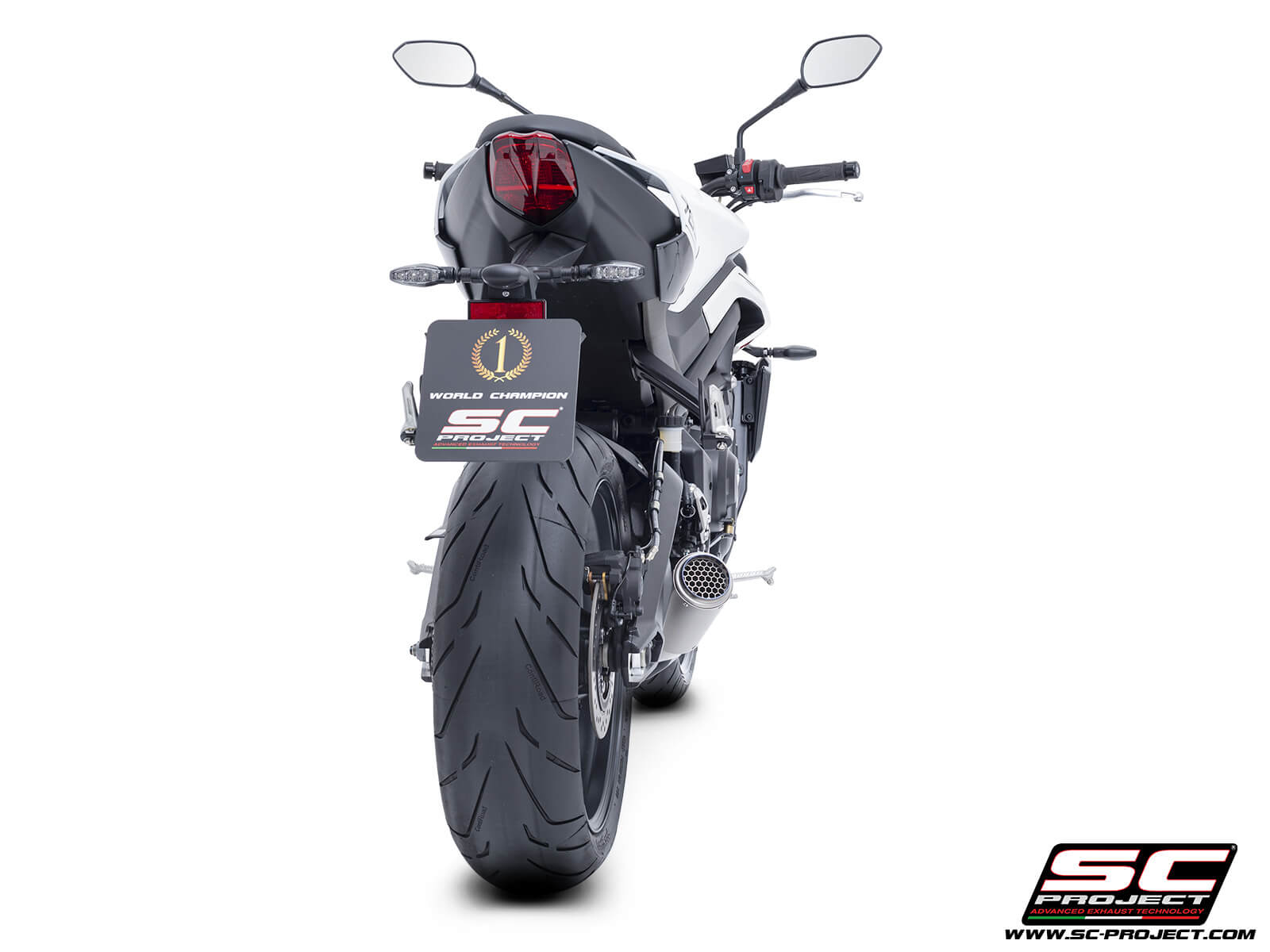 Triumph STREET TRIPLE 765 R - RS (2024 - 2025) - EURO 5+ 3-1 Stainless steel full exhaust system, with CR-T titanium exhaust with stoneguard grid