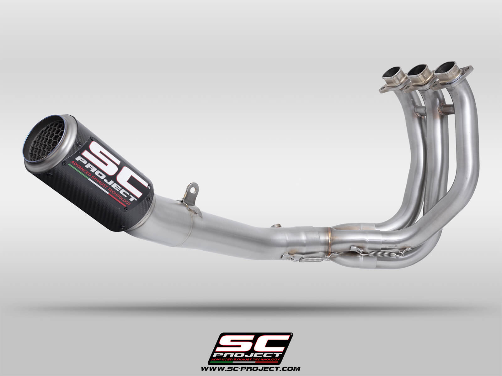 Triumph STREET TRIPLE 765 R - RS (2024 - 2025) - EURO 5+ 3-1 Stainless steel full exhaust system, with CR-T titanium exhaust with stoneguard grid