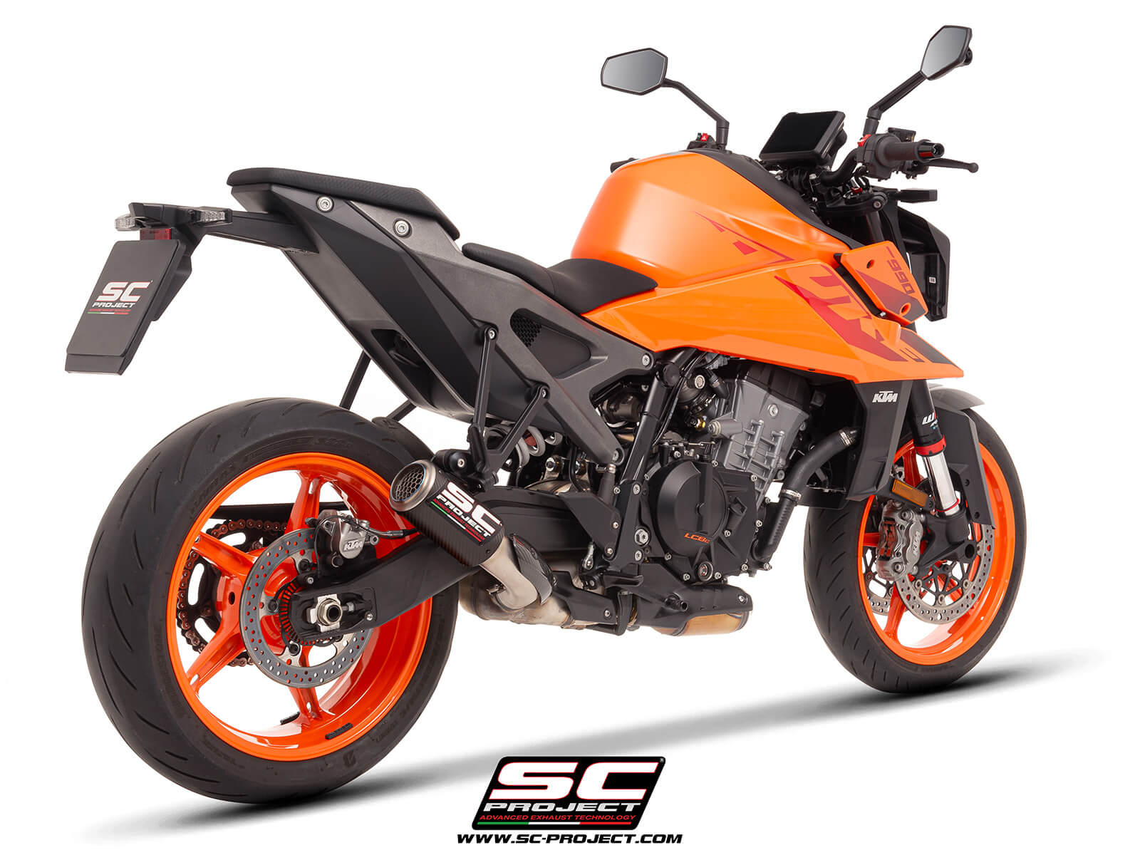 KTM 990 DUKE (2024-2026) CR-T carbon exhaust, with stoneguard grid