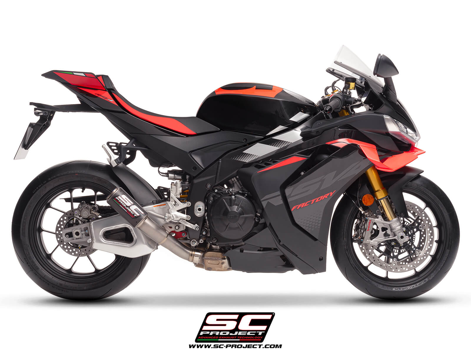 APRILIA RSV4 (2025) - FACTORY CR-T carbon fibre exhaust, with stoneguard grid