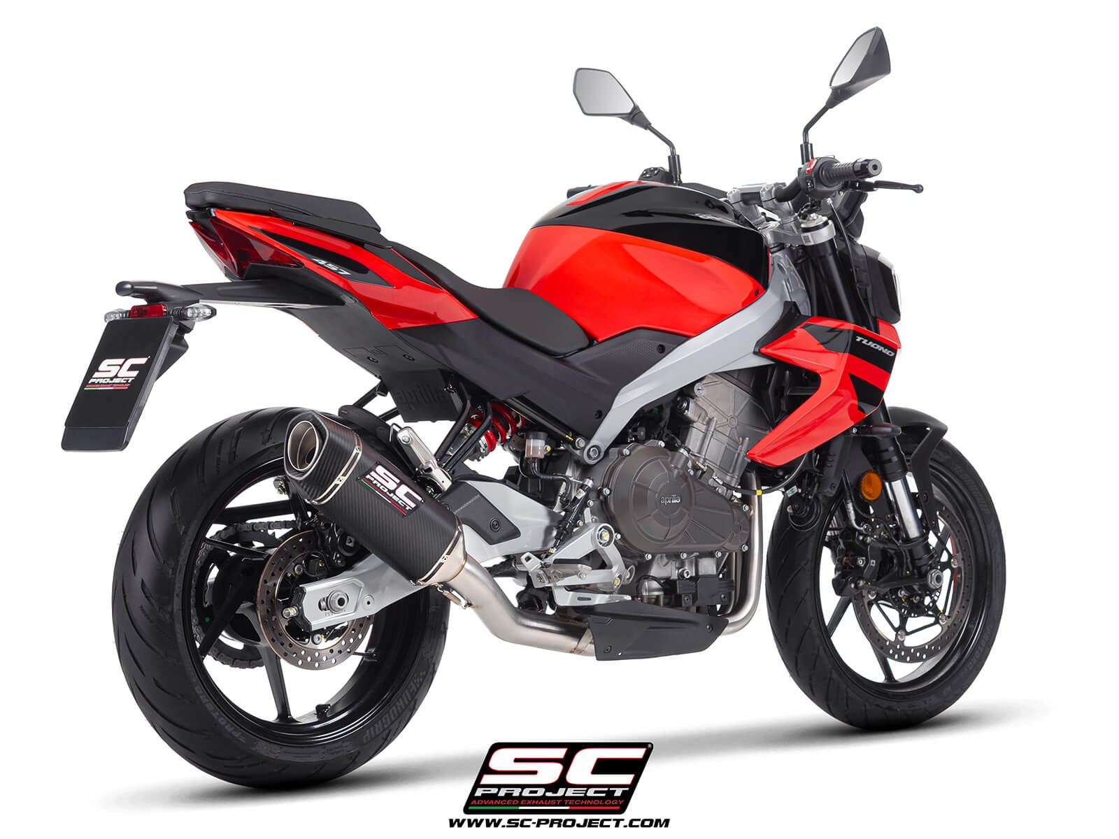 APRILIA TUONO 457 (2025) 2-1 Stainless steel full exhaust system, with SC1-S carbon fibre exhaust