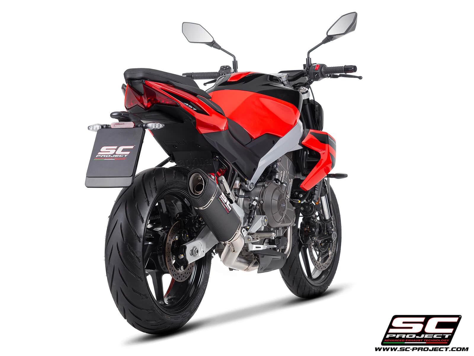APRILIA TUONO 457 (2025) 2-1 Stainless steel full exhaust system, with SC1-S carbon fibre exhaust