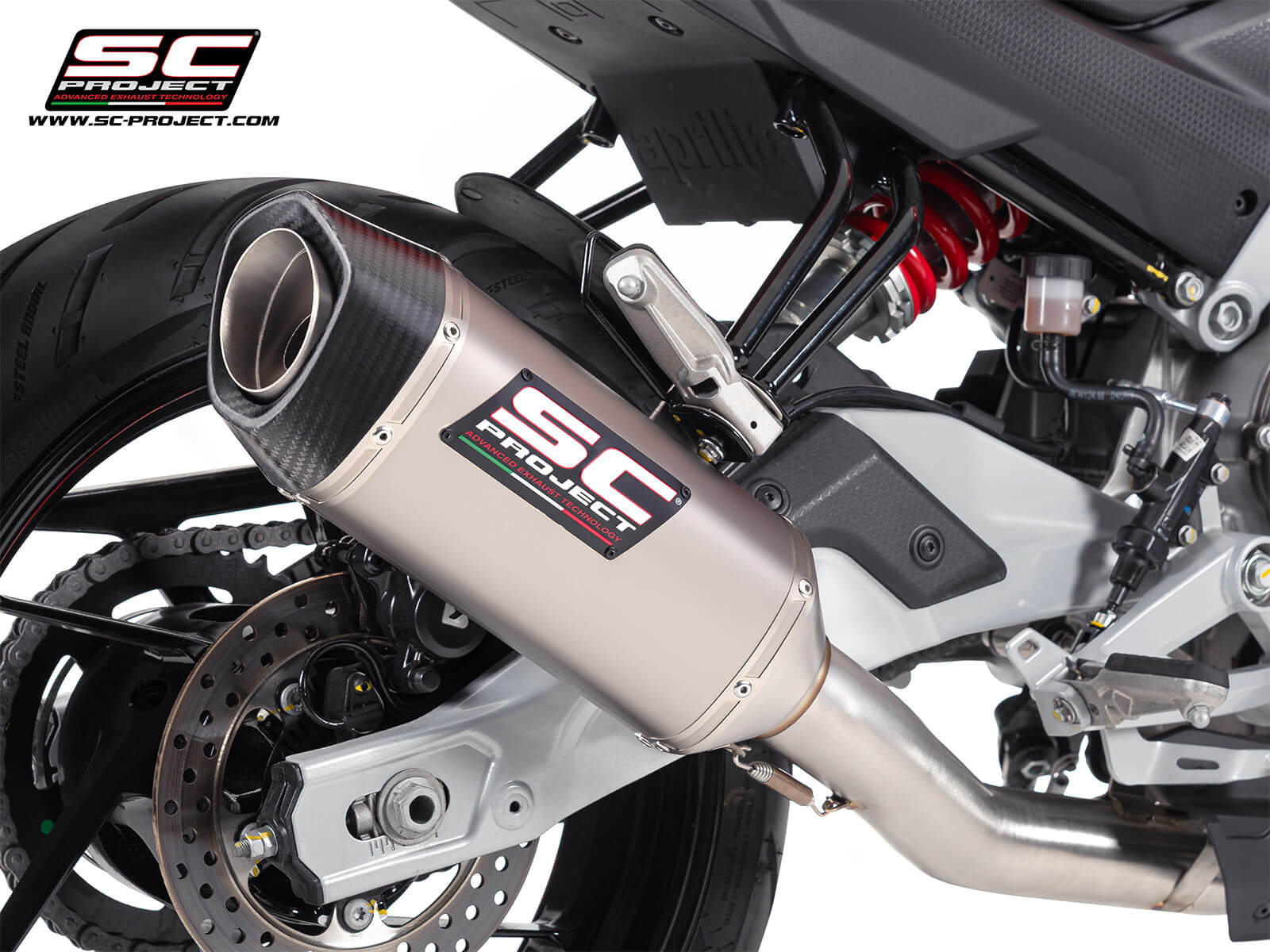APRILIA TUONO 457 (2025) 2-1 Stainless steel full exhaust system, with SC1-S titanium exhaust