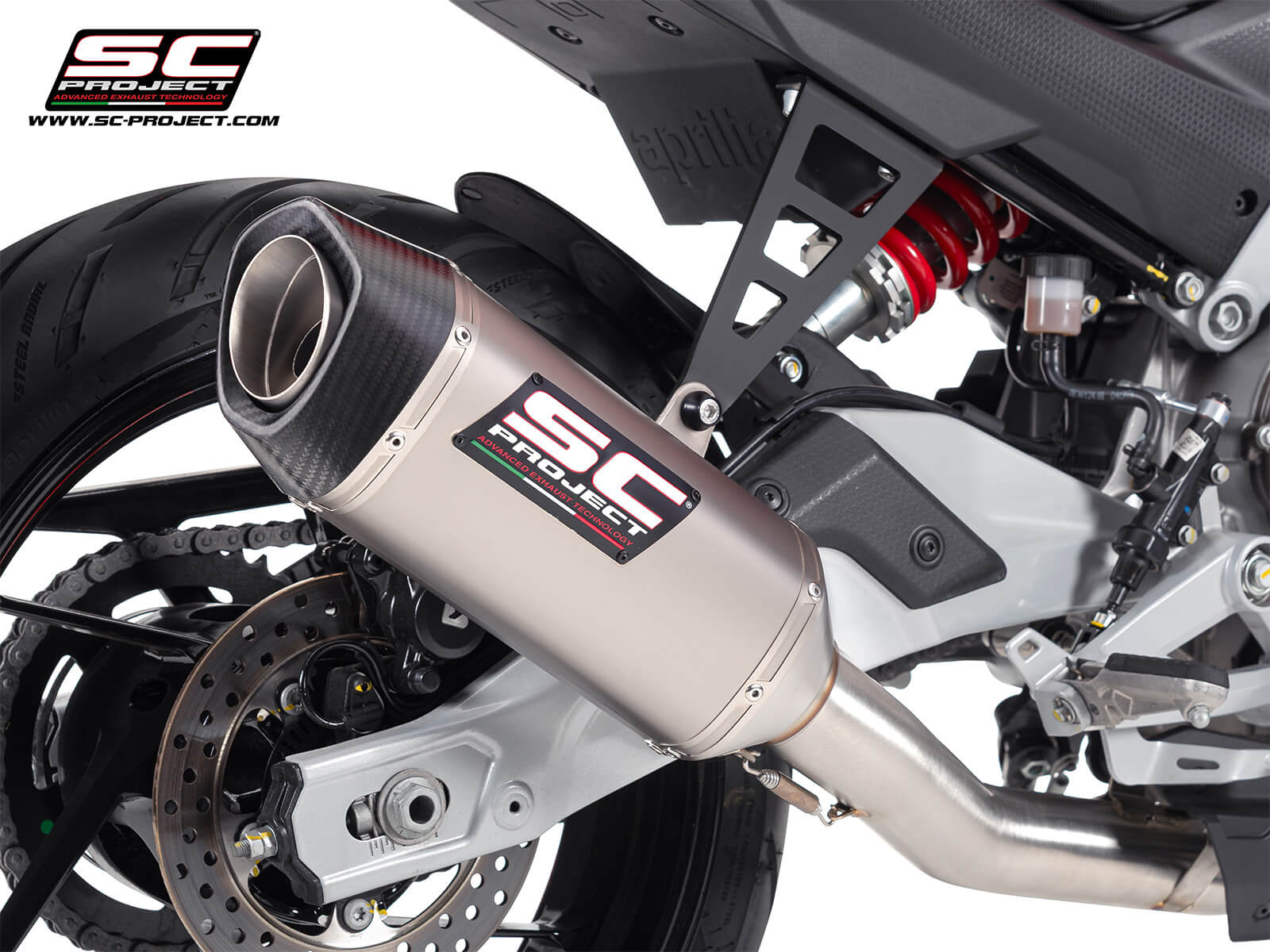 APRILIA TUONO 457 (2025) 2-1 Stainless steel full exhaust system, with SC1-S titanium exhaust