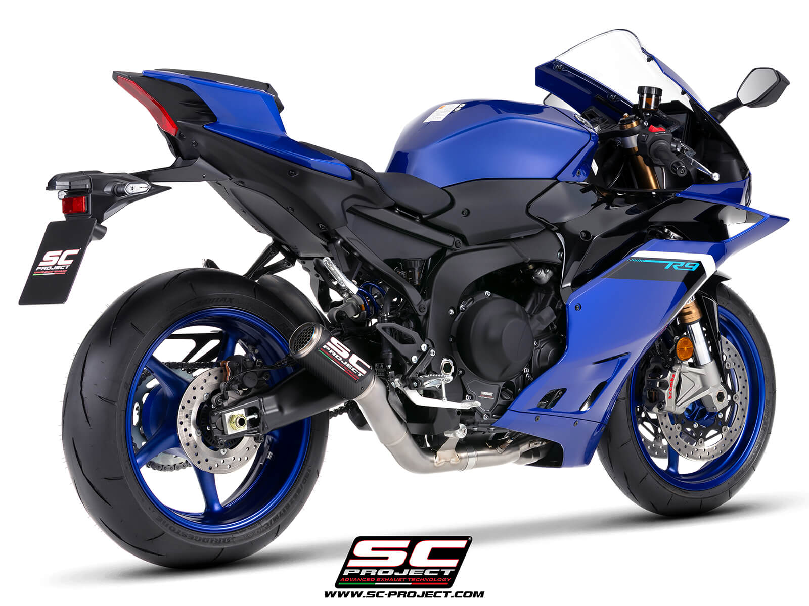 Yamaha R9 (2025-2026) 3-1 Titanium full exhaust system, with CR-T carbon fibre exhaust, with stoneguard grid
