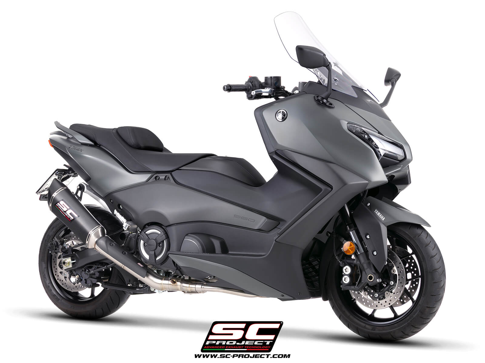 Yamaha TMAX 560 (2025) 2-1 Stainless steel full exhaust system, with SC1-R carbon fibre exhaust