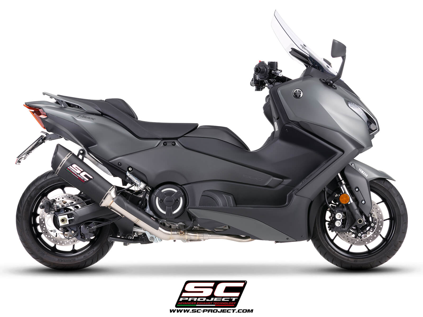 Yamaha TMAX 560 (2025) 2-1 Stainless steel full exhaust system, with SC1-R carbon fibre exhaust