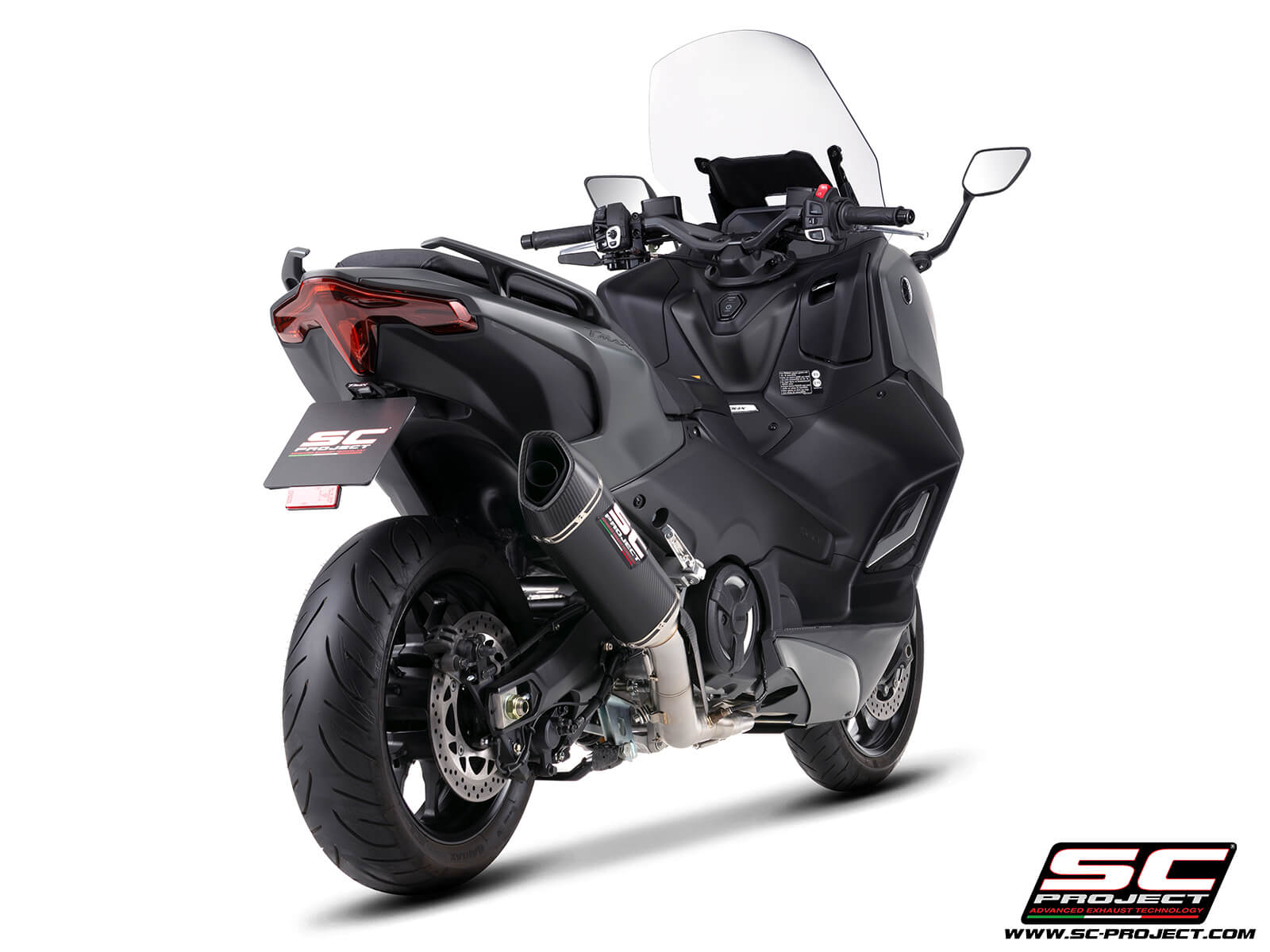 Yamaha TMAX 560 (2025) 2-1 Stainless steel full exhaust system, with SC1-R carbon fibre exhaust