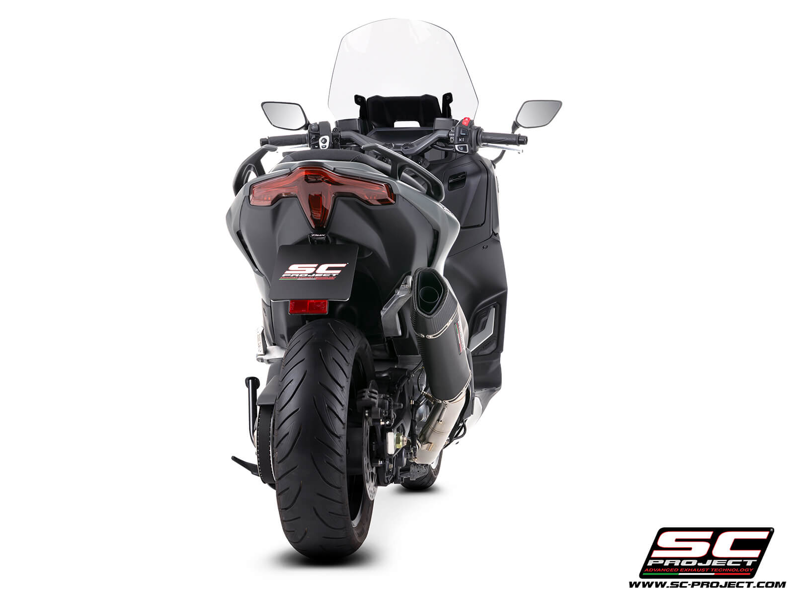 Yamaha TMAX 560 (2025) 2-1 Stainless steel full exhaust system, with SC1-R carbon fibre exhaust