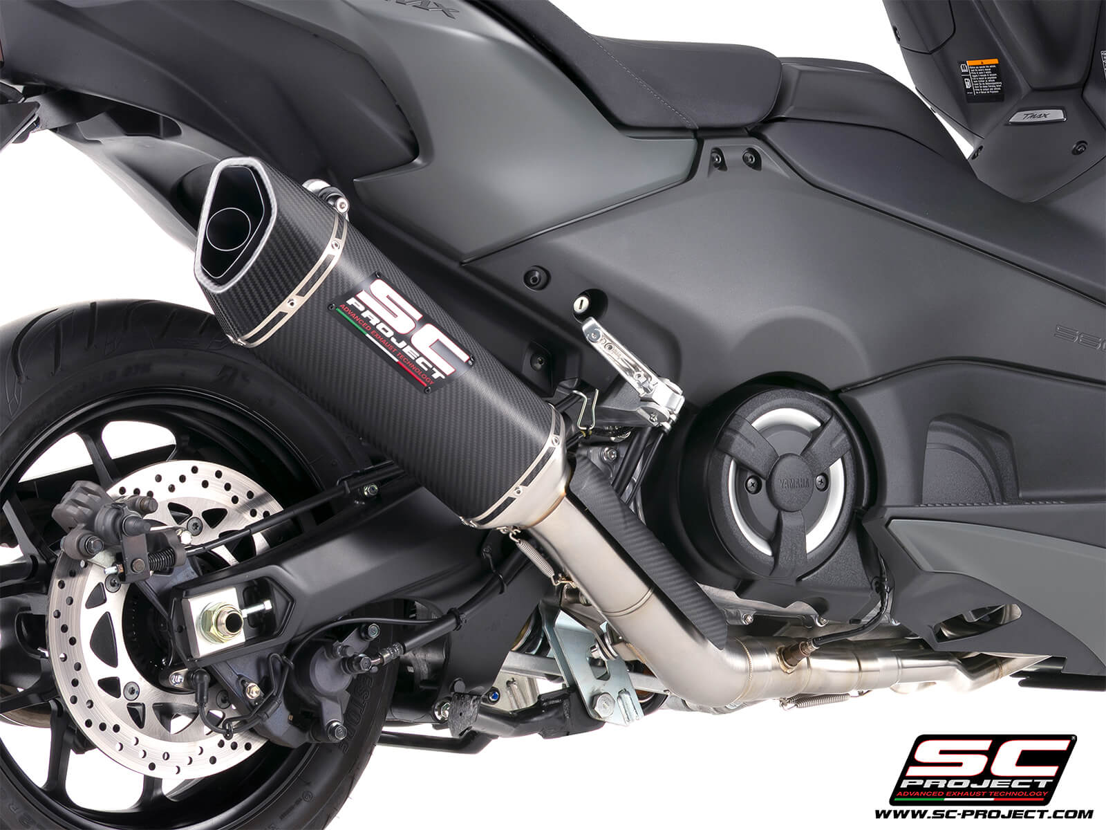 Yamaha TMAX 560 (2025) 2-1 Stainless steel full exhaust system, with SC1-R carbon fibre exhaust